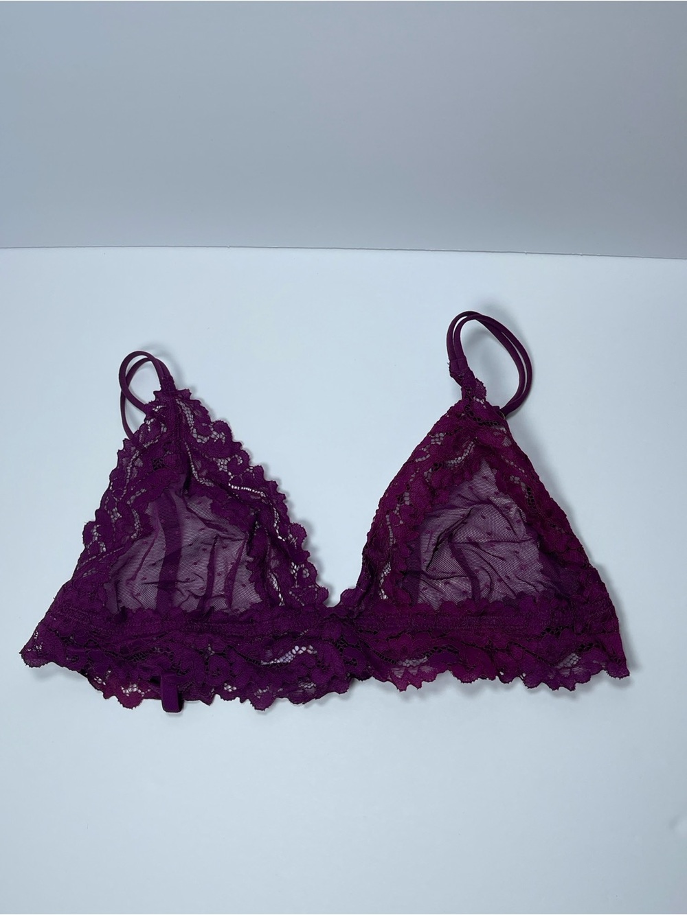 Savage X Fenty Purple Floral Lace & Dotted Mesh Triangle Bralette